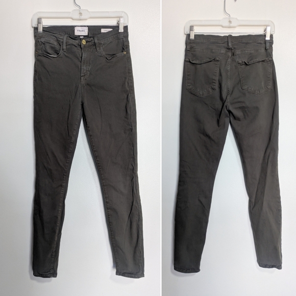 Frame Denim Pants - Frame Le High Skinny Deep Moss Green/Brown High Waisted Pant Size 27